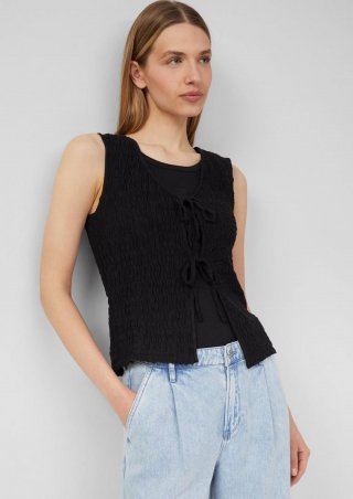 s.Oliver Strukturierte Slim-Fit-Weste aus Baumwollmix - schwarz