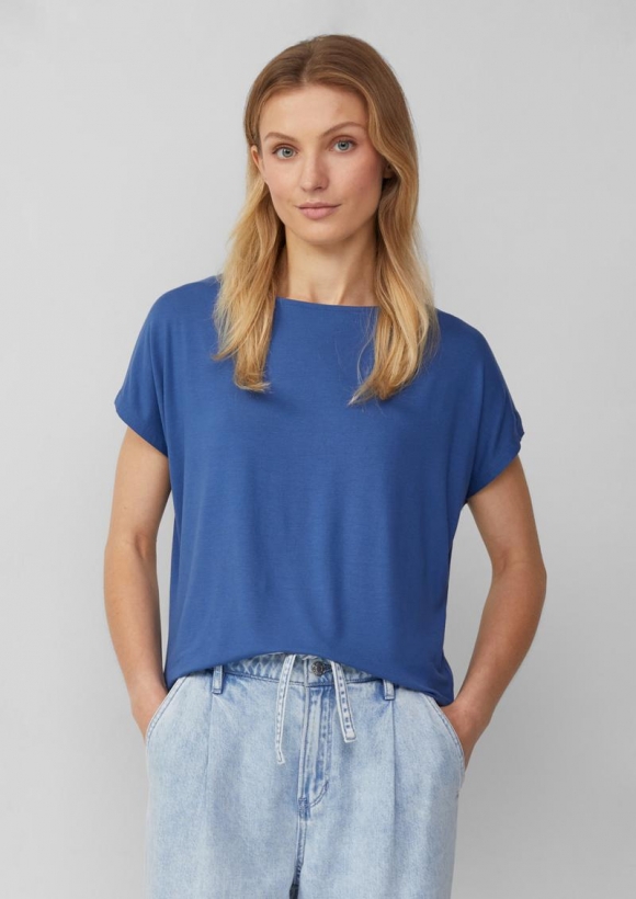 s.Oliver Fließendes Jersey-Shirt mit überschnittenen Schultern - royalblau