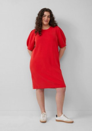 s.Oliver Kurzes Scuba-Kleid mit Puffärmeln - rot