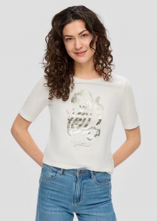 s.Oliver T-Shirt aus Baumwollstretch - creme