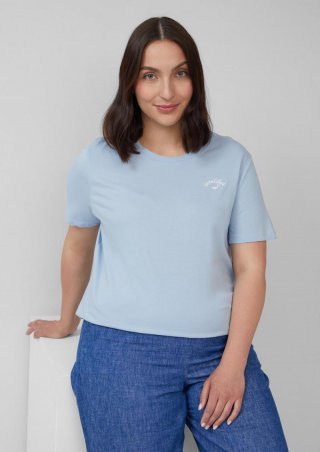 s.Oliver Jersey-Shirt aus Baumwolle mit Stickerei - hellblau