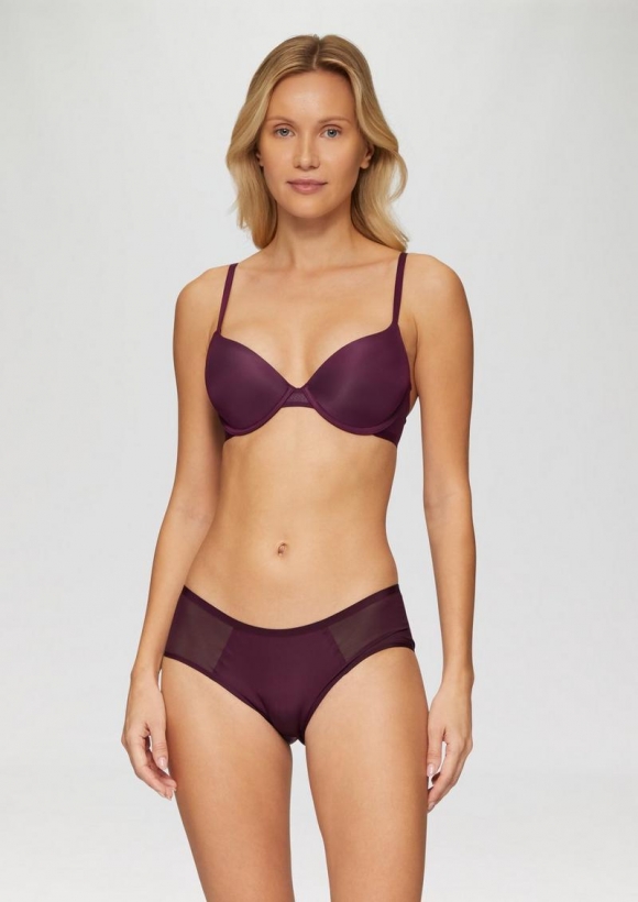 s.Oliver Slip mit Mesh-Einsatz - aubergine