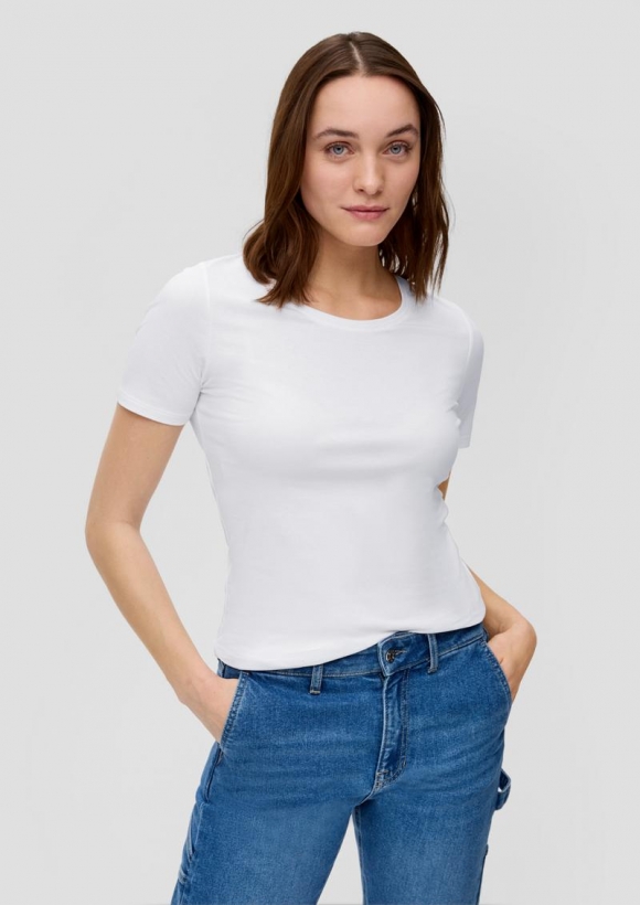 s.Oliver Jerseyshirt mit Rundhalsausschnitt - weiß
