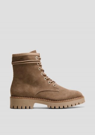 s.Oliver Schnürstiefel in Leder-Optik - hellbraun