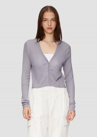 s.Oliver Verkürzte Strickjacke aus Viskosemix - grau