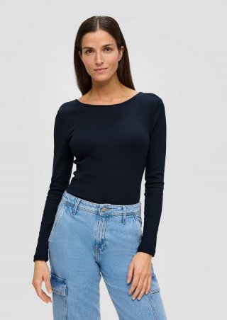 s.Oliver Longsleeve mit Rippstruktur - navy