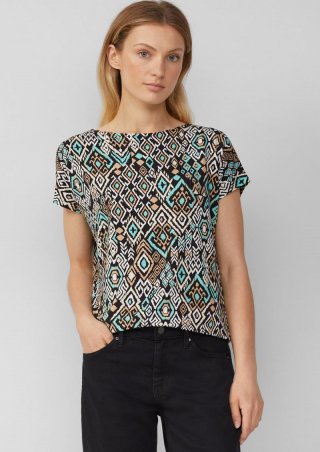 s.Oliver Fließendes T-Shirt aus Viskosemix mit All-over-Muster - schwarz