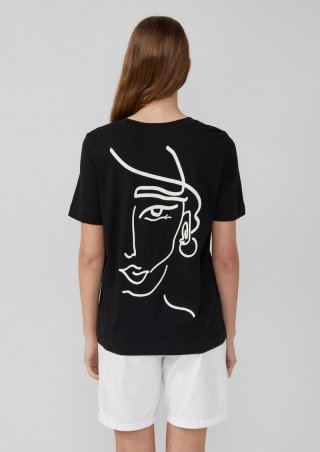 s.Oliver T-Shirt im Relaxed Fit mit Front- und Rückenprint - schwarz