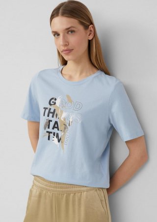 s.Oliver Jerseyshirt aus Baumwolle mit Stickerei - hellblau