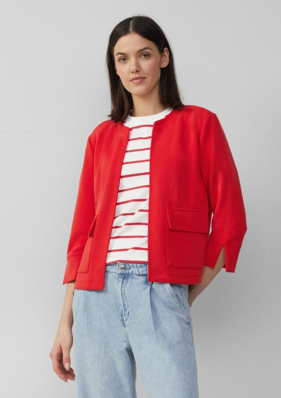 s.Oliver Scuba-Jacke im Relaxed Fit mit 3/4-Ärmeln - rot