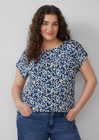 s.Oliver T-Shirt im Relaxed Fit mit Herz-Stickerei - navy