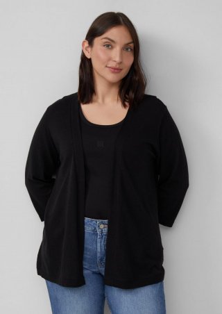 s.Oliver Feinstrick-Cardigan aus Baumwolle mit 3/4-Ärmeln - schwarz