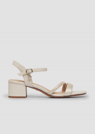 s.Oliver Sandalen mit Logo-Detail und Blockabsatz - champagner