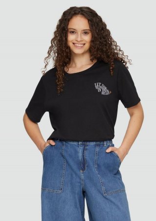 s.Oliver T-Shirt aus Baumwolle mit Print-Detail - schwarz