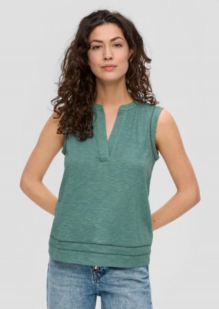 s.Oliver Relaxed-Fit-Shirt mit Lochstickerei - petrol
