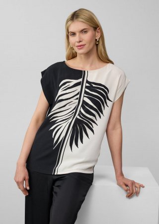 s.Oliver Ärmelloses Blusenshirt mit Kontrastmotiv - schwarz