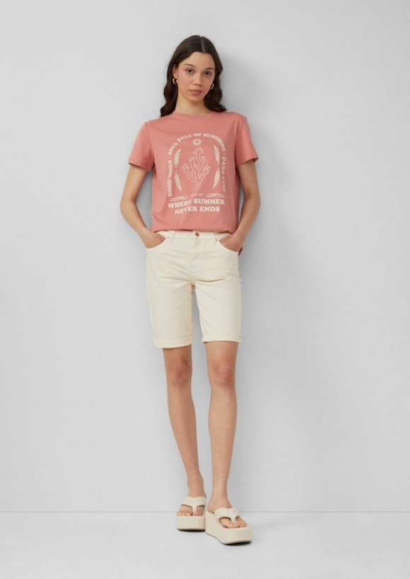 s.Oliver Jeans-Bermuda Catie / Slim Fit / Mid Rise - helles sand