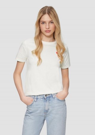 s.Oliver Jerseyshirt mit Herz-Stickerei - creme