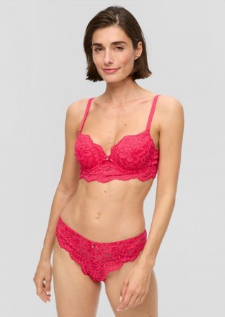 s.Oliver Push-Up BH mit floraler Spitze - himbeere