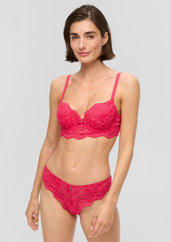s.Oliver Push-Up BH mit floraler Spitze - himbeere