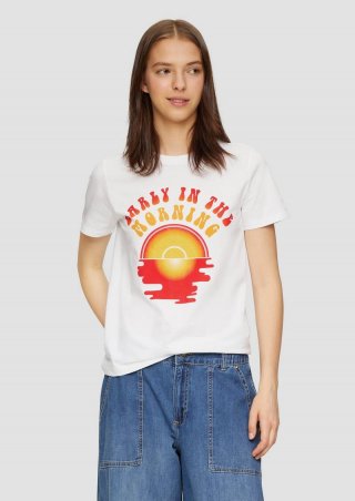s.Oliver Jersey-T-Shirt im Relaxed Fit mit Frontprint - weiß