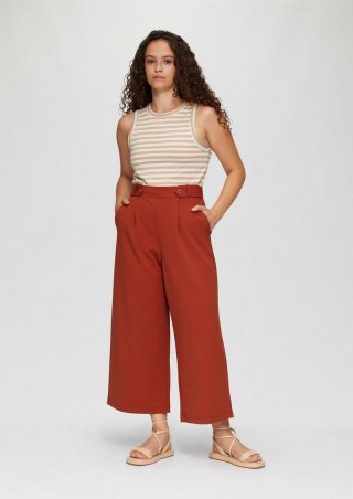 s.Oliver Elastische Wide-Leg-Hose aus Crêpe - rostrot