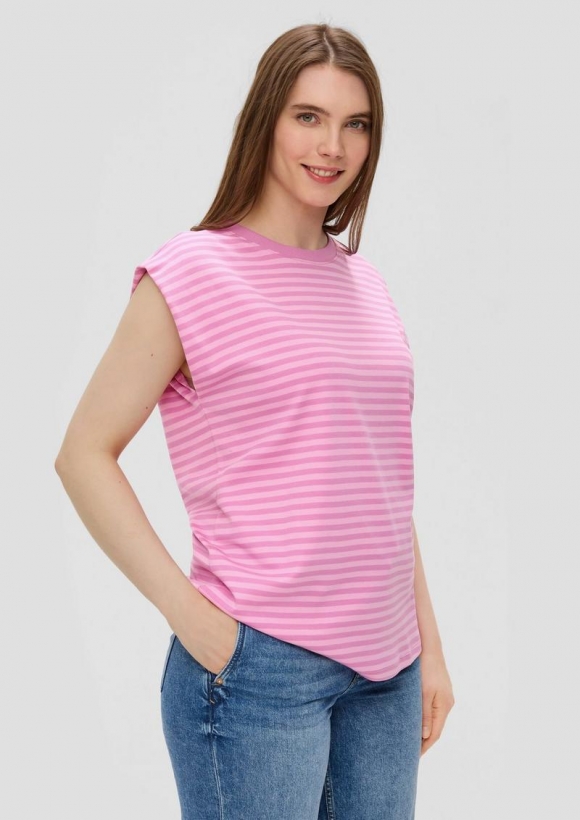s.Oliver Gestreiftes Shirt im Relaxed Fit aus Interlock-Jersey - rosa