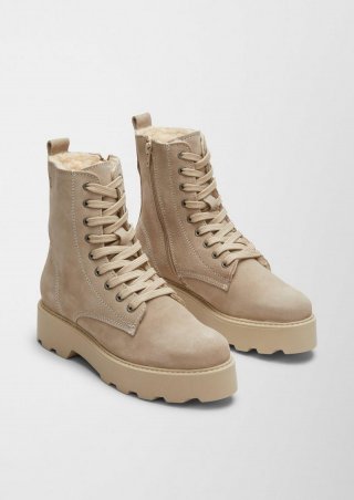 s.Oliver Lederstiefel mit Teddyfutter - beige