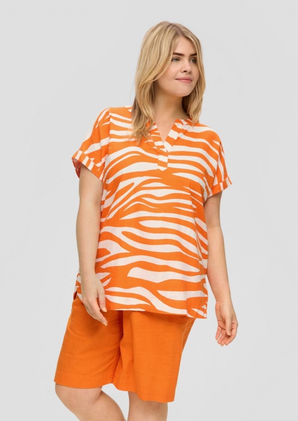 s.Oliver Blusenshirt aus Leinenmix - orange