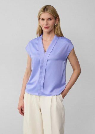 s.Oliver Blusenshirt aus Viskose mit V-Ausschnitt - himmelblau