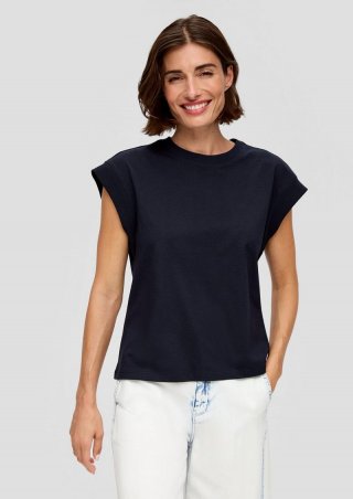 s.Oliver T-Shirt mit überschnittenen Schultern - navy