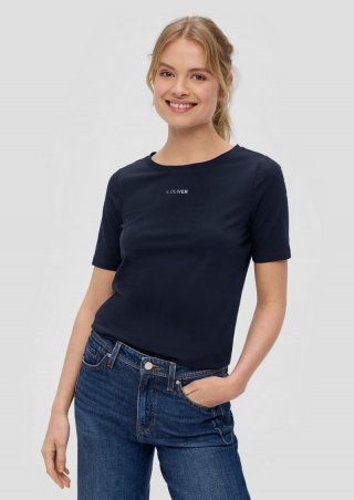 s.Oliver T-Shirt mit Logoprint - navy