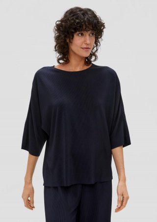 s.Oliver Plissiertes Shirt aus Jersey - navy