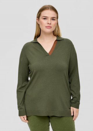 s.Oliver Strickpullover mit Colour Blocking - tannengrün