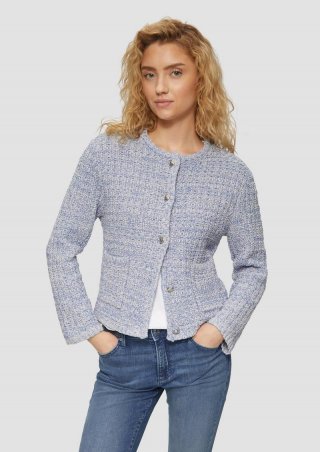 s.Oliver Strukturierte Strickjacke in Melange-Optik - blassblau