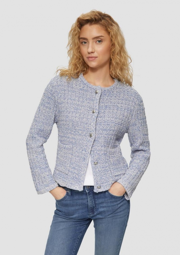 s.Oliver Strukturierte Strickjacke in Melange-Optik - blassblau
