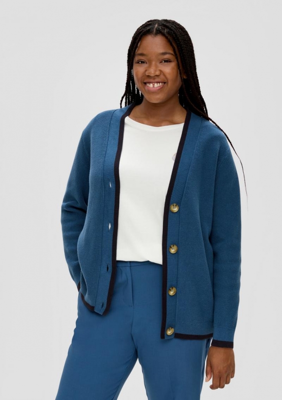s.Oliver Strickjacke mit Rippstruktur - dunkelblau