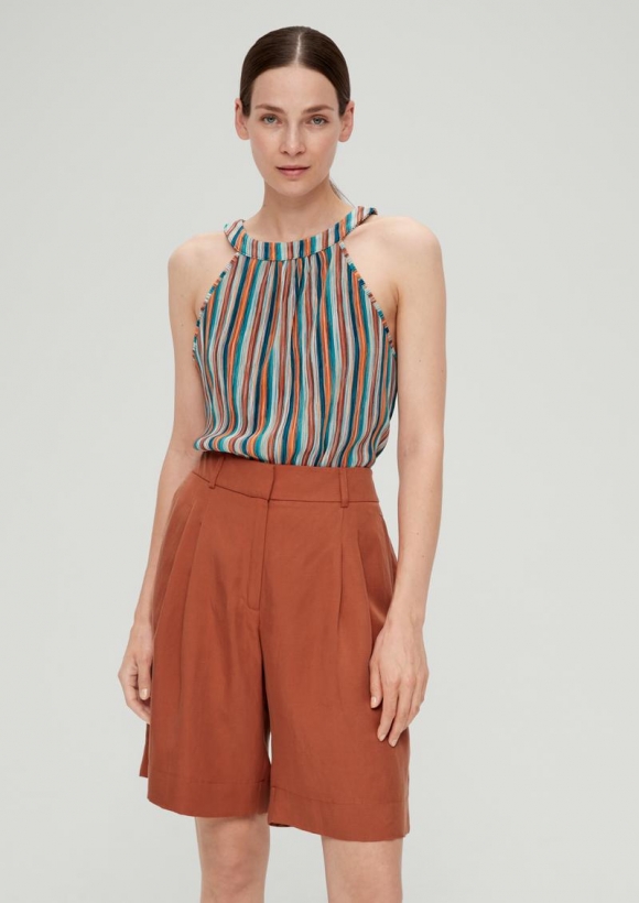 s.Oliver Regular: Bundfalten-Shorts - terrakotta