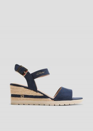 s.Oliver Sandalen mit Logo-Details und Dornschließe - navy