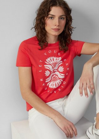 s.Oliver Baumwollshirt mit Frontprint - himbeere