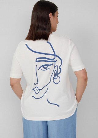 s.Oliver T-Shirt mit Front- und Rückenprint - creme