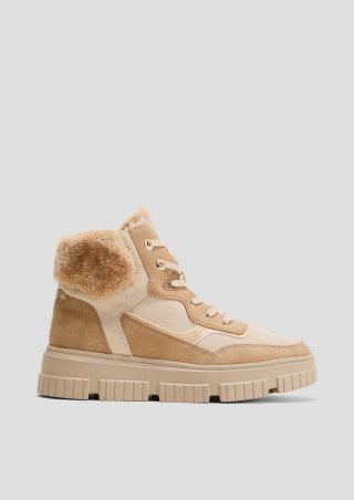 s.Oliver Boots im Materialmix - hellbraun