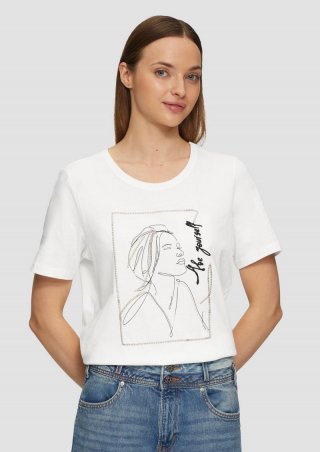 s.Oliver T-Shirt mit Stickerei-Artwork - ecru