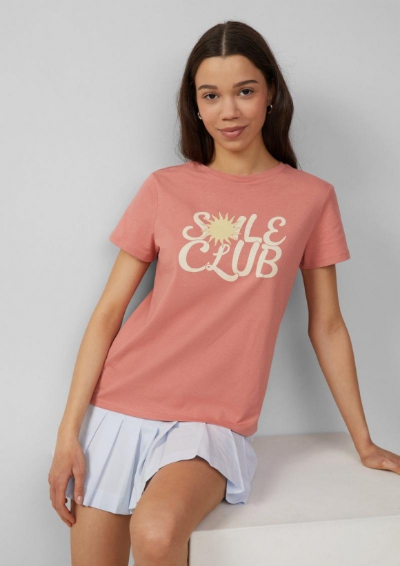 s.Oliver Baumwollshirt mit Frontprint - papaya