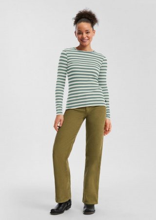 s.Oliver Geripptes Longsleeve im Slim Fit - pastelltürkis