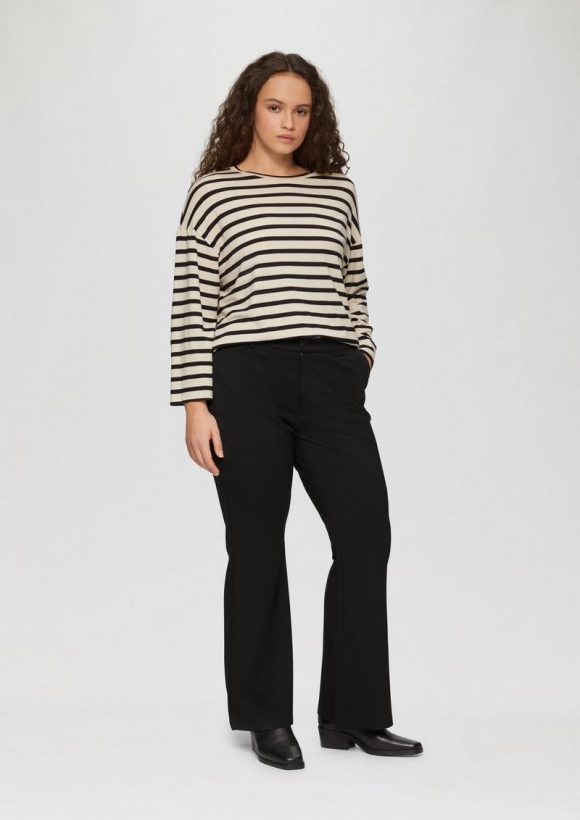 s.Oliver Bootcut-Pants aus Interlockjersey im Viskosemix - schwarz