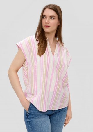 s.Oliver Gestreifte Baumwoll-Bluse im Relaxed Fit - rosa