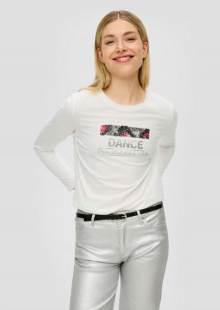 s.Oliver Longsleeve mit Pailletten - ecru