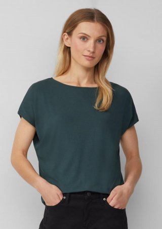 s.Oliver Fließendes Jersey-Shirt mit überschnittenen Schultern - petrol