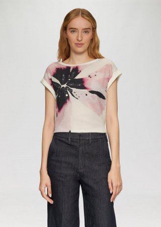 s.Oliver Blusenshirt im Fabricmix mit Pailletten - creme